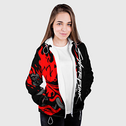Куртка с капюшоном женская CYBERPUNK 2077 SAMURAI, цвет: 3D-белый — фото 2