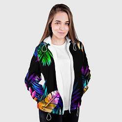 Куртка с капюшоном женская Тропическая Ночь, цвет: 3D-белый — фото 2