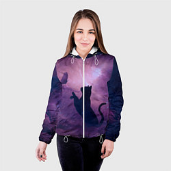 Куртка с капюшоном женская Кошка играет с бабочкой, цвет: 3D-белый — фото 2