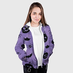 Куртка с капюшоном женская Фиолетовый хэллоуин, цвет: 3D-белый — фото 2