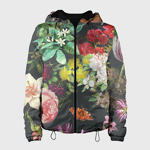 Женская куртка Цветы / 3D-Черный – фото 1