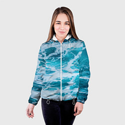 Куртка с капюшоном женская Вода волны пена море, цвет: 3D-белый — фото 2