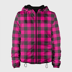 Куртка с капюшоном женская Розовая клетка, цвет: 3D-черный