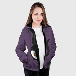 Куртка с капюшоном женская Довольный кот, цвет: 3D-черный — фото 2