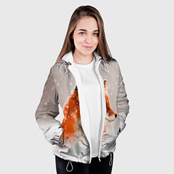Куртка с капюшоном женская Лиса и снег, цвет: 3D-белый — фото 2