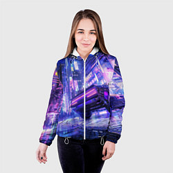 Куртка с капюшоном женская Cyberpunk city, цвет: 3D-белый — фото 2