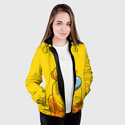 Куртка с капюшоном женская AMONG US YELLOW, цвет: 3D-черный — фото 2