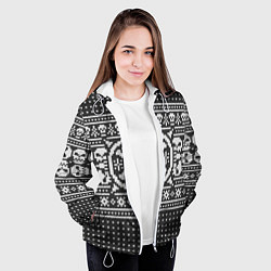 Куртка с капюшоном женская Свитер с черепами, цвет: 3D-белый — фото 2