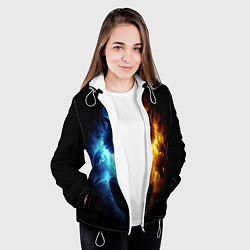 Куртка с капюшоном женская Волки в огне, цвет: 3D-белый — фото 2