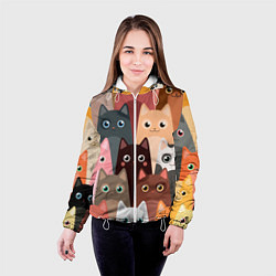 Куртка с капюшоном женская Котики мультяшные, цвет: 3D-белый — фото 2
