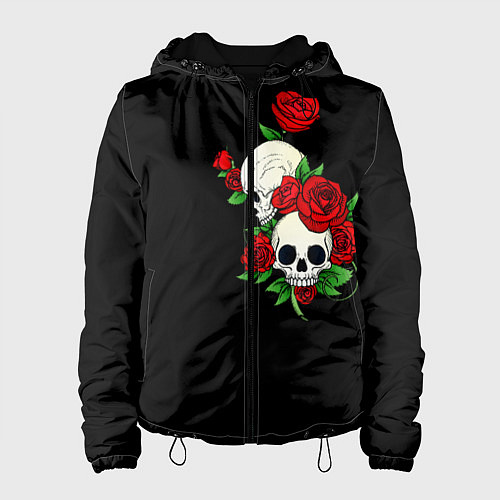 Женская куртка Roses Skulls / 3D-Черный – фото 1