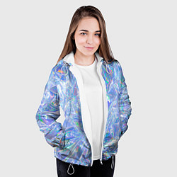 Куртка с капюшоном женская 3d ice glitch, цвет: 3D-белый — фото 2