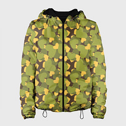 Куртка с капюшоном женская Сердечки камуфляж, цвет: 3D-черный