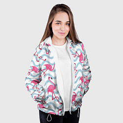 Куртка с капюшоном женская Фламинго Волны, цвет: 3D-белый — фото 2