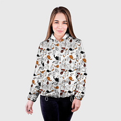 Куртка с капюшоном женская Коты Паттерн, цвет: 3D-белый — фото 2