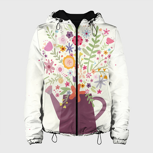 Женская куртка Цветы в чайнике / 3D-Черный – фото 1