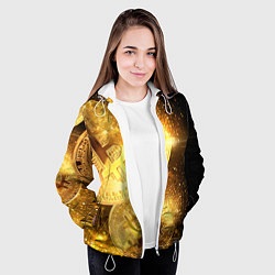 Куртка с капюшоном женская БИТКОИН ЗОЛОТО BITCOIN GOLD, цвет: 3D-белый — фото 2