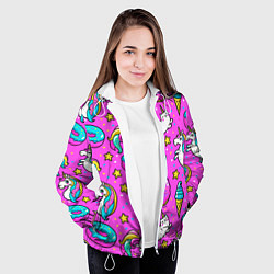 Куртка с капюшоном женская Единороги с пончиками, цвет: 3D-белый — фото 2