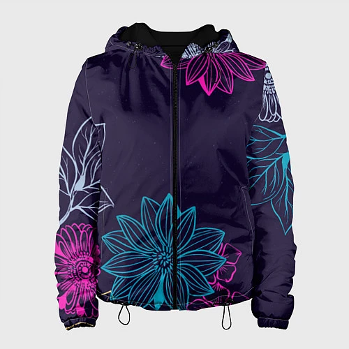 Женская куртка Красочные Цветы / 3D-Черный – фото 1