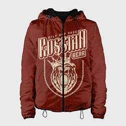 Куртка с капюшоном женская Русский медведь в короне, цвет: 3D-черный