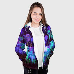 Куртка с капюшоном женская Неоновые медузы, цвет: 3D-белый — фото 2