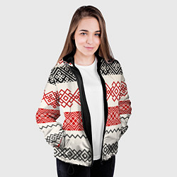 Куртка с капюшоном женская Славянский узор красно-черный, цвет: 3D-черный — фото 2