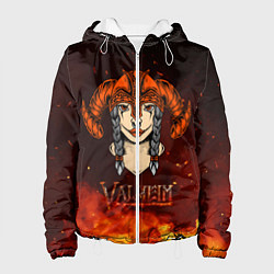 Куртка с капюшоном женская Valheim девушка воин, цвет: 3D-белый