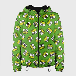 Куртка с капюшоном женская Смайлы Лягушки, цвет: 3D-черный