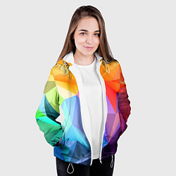Куртка с капюшоном женская Радужная геометрия, цвет: 3D-белый — фото 2