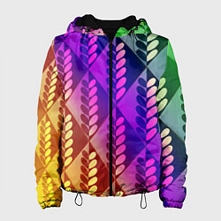 Куртка с капюшоном женская Радужные колоски, цвет: 3D-черный