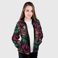 Куртка с капюшоном женская Тропический, цвет: 3D-черный — фото 2