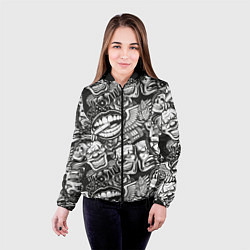 Куртка с капюшоном женская Тату ретро, цвет: 3D-черный — фото 2