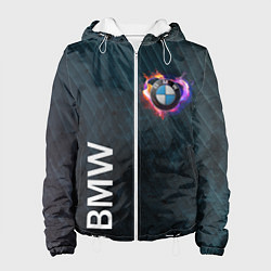 Куртка с капюшоном женская BMW Heart Grooved Texture, цвет: 3D-белый