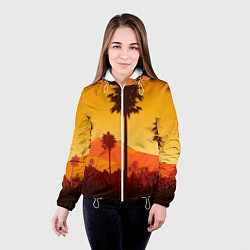 Куртка с капюшоном женская Лето, Пальмы, вечер, цвет: 3D-белый — фото 2