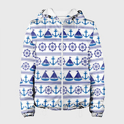 Куртка с капюшоном женская Морские мотивы, цвет: 3D-белый
