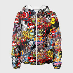 Куртка с капюшоном женская Логотипы Аниме Мультиков, цвет: 3D-белый