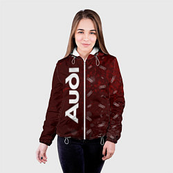 Куртка с капюшоном женская Ауди - Краска Паттерн, цвет: 3D-белый — фото 2