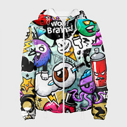 Куртка с капюшоном женская Граффити, цвет: 3D-белый