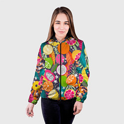 Куртка с капюшоном женская Фрукты, цвет: 3D-черный — фото 2