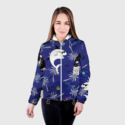 Куртка с капюшоном женская Акула и серфинг, цвет: 3D-белый — фото 2