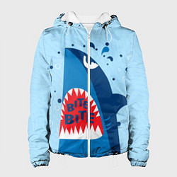 Куртка с капюшоном женская Акула bite, цвет: 3D-белый