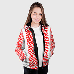 Куртка с капюшоном женская Славянские узоры, цвет: 3D-черный — фото 2