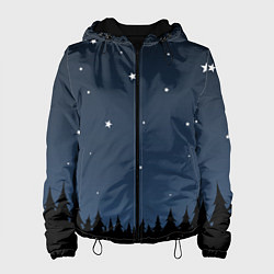 Куртка с капюшоном женская Ночное небо, цвет: 3D-черный