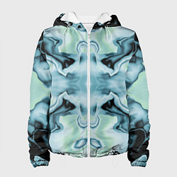 Куртка с капюшоном женская Абстракт Голубая бабочка, цвет: 3D-белый
