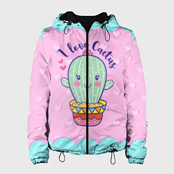 Куртка с капюшоном женская Милый кактус, цвет: 3D-черный