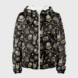 Куртка с капюшоном женская Scull pattern rock, цвет: 3D-белый