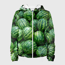 Куртка с капюшоном женская Арбузы, цвет: 3D-белый