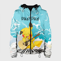 Куртка с капюшоном женская Пикачу играет на гитаре, цвет: 3D-черный