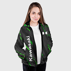 Куртка с капюшоном женская KAWASAKI КАВАСАКИ SPORT, цвет: 3D-черный — фото 2