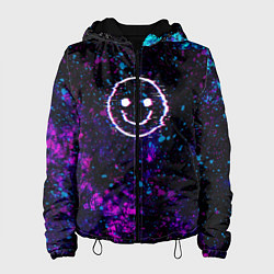 Куртка с капюшоном женская GLITCH SMILE ГЛИТЧ СМАЙЛ, цвет: 3D-черный